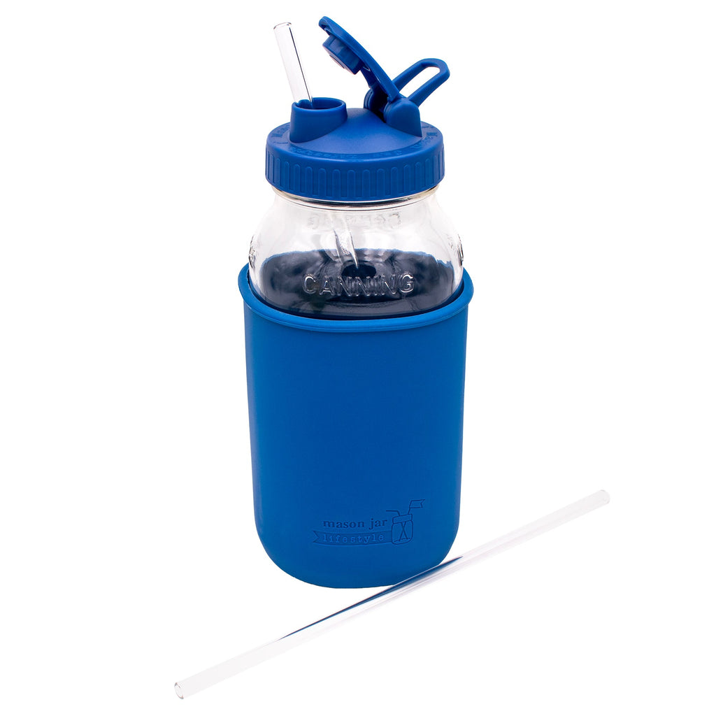 Extra 11 3/4" Long Glass Straws for Half Gallon Mason Jars 4 Pack + Cleaner