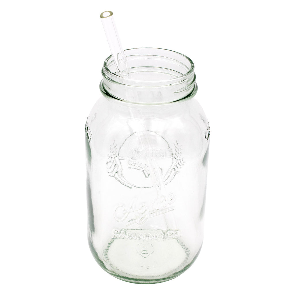 Long 9" Glass Straws for Quart Mason Jars 4 Pack + Cleaner