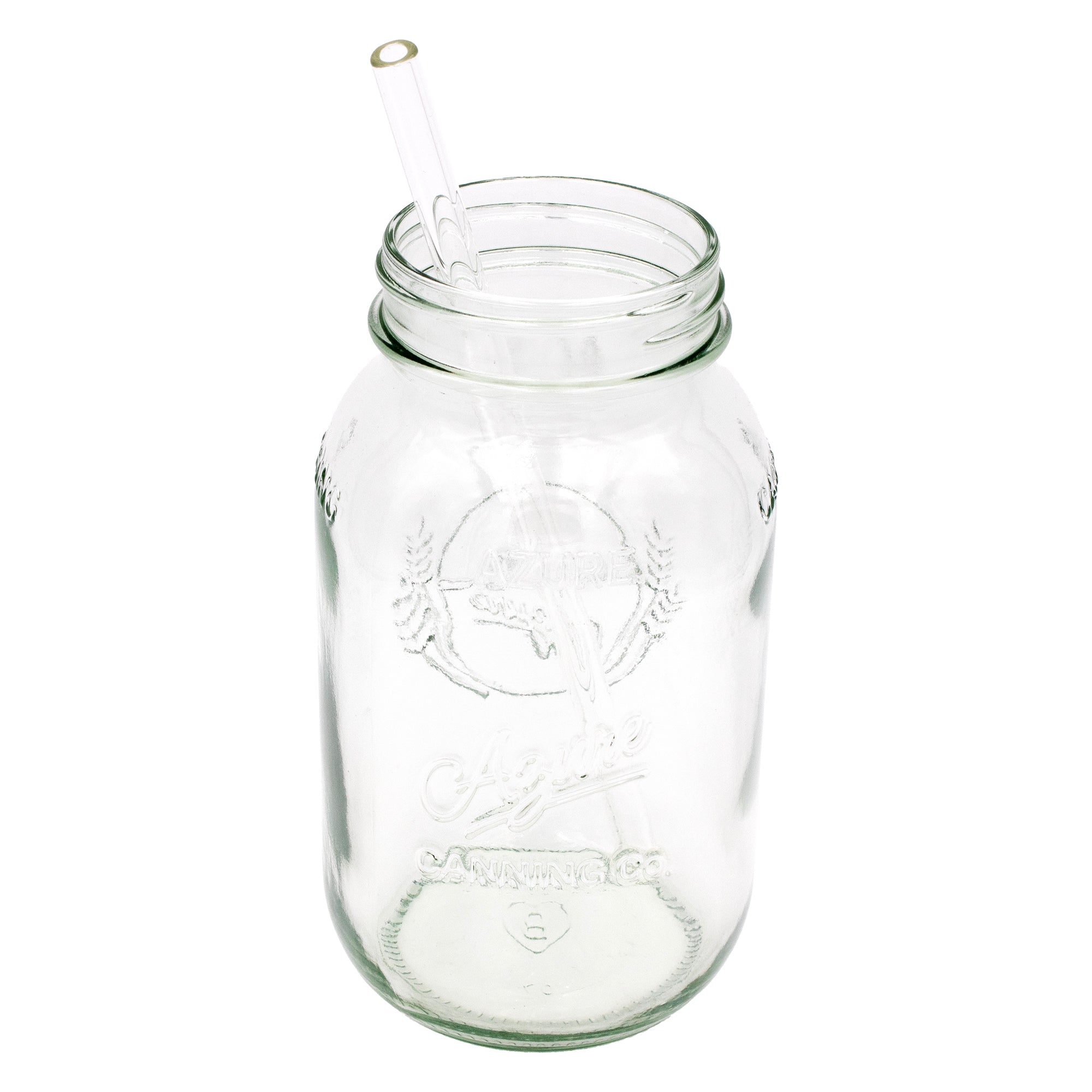 Long 9" Glass Straws for Quart Mason Jars 4 Pack + Cleaner