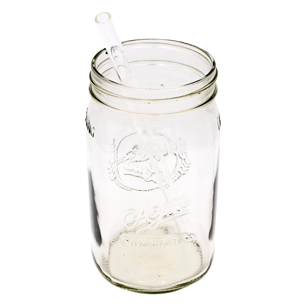 Long 9" Glass Straws for Quart Mason Jars 4 Pack + Cleaner