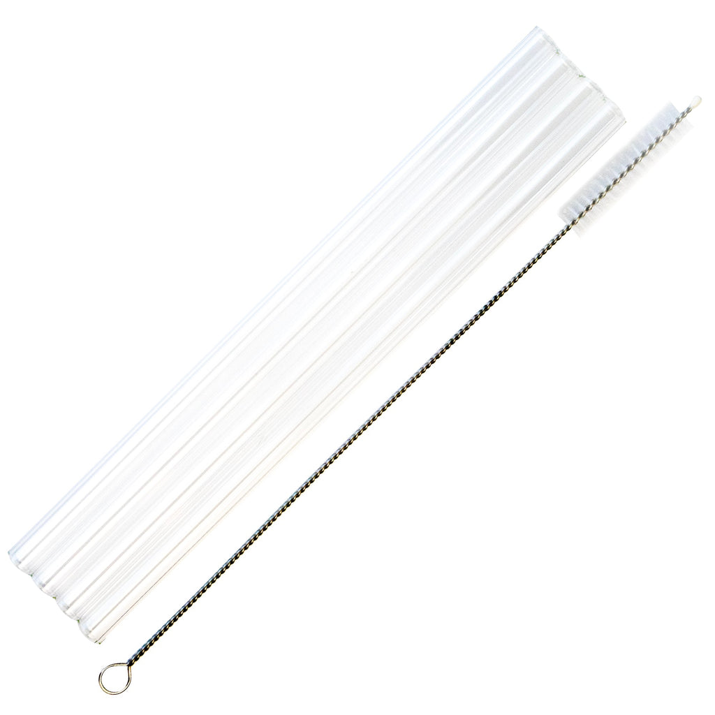 Long 9" Glass Straws for Quart Mason Jars 4 Pack + Cleaner
