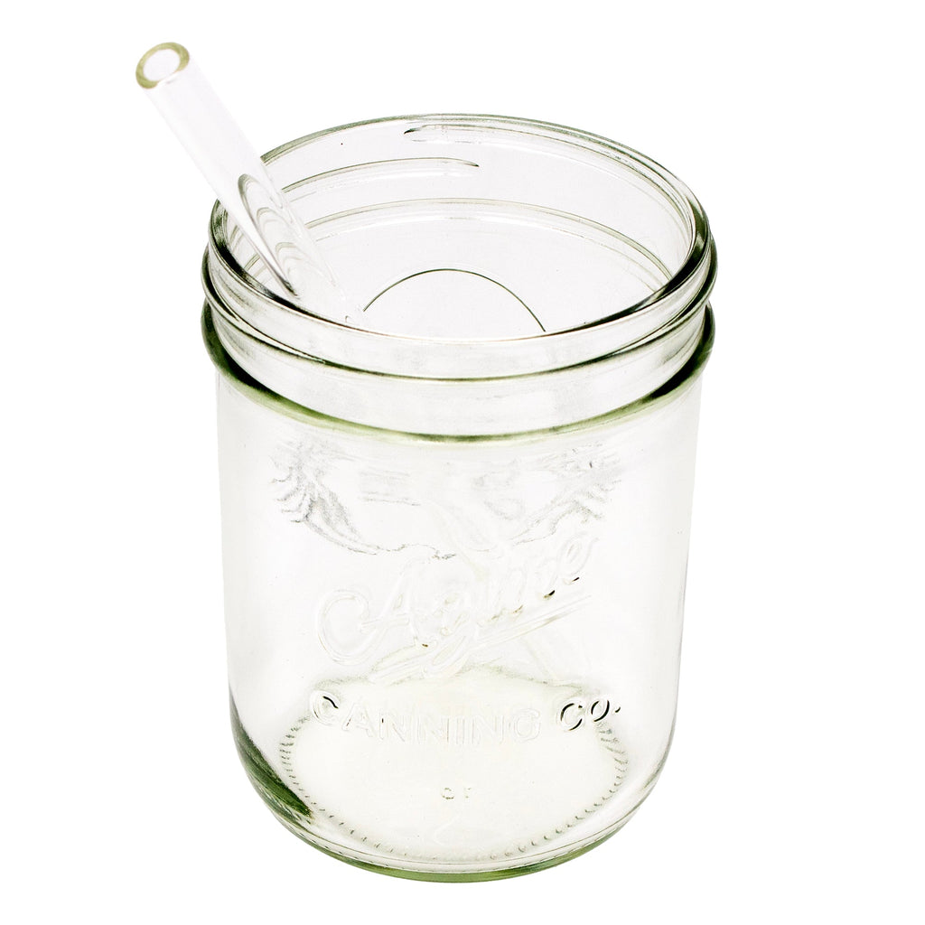 Medium 7 1/4" Glass Straws for Pint Mason Jars 4 Pack + Cleaner