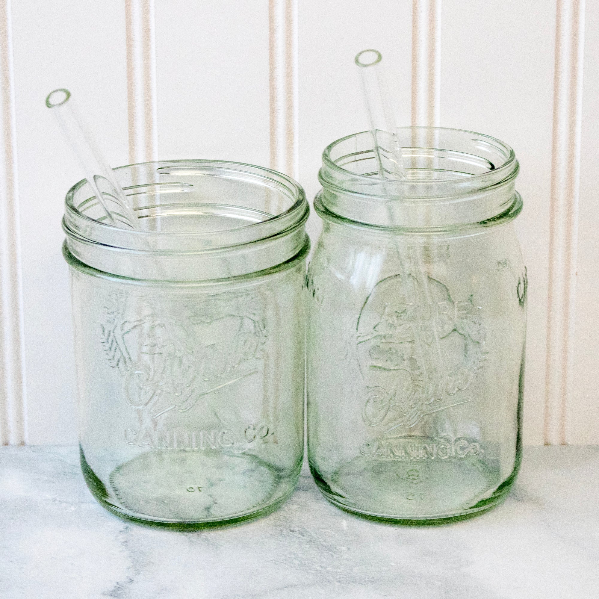 Medium 7 1/4" Glass Straws for Pint Mason Jars 4 Pack + Cleaner