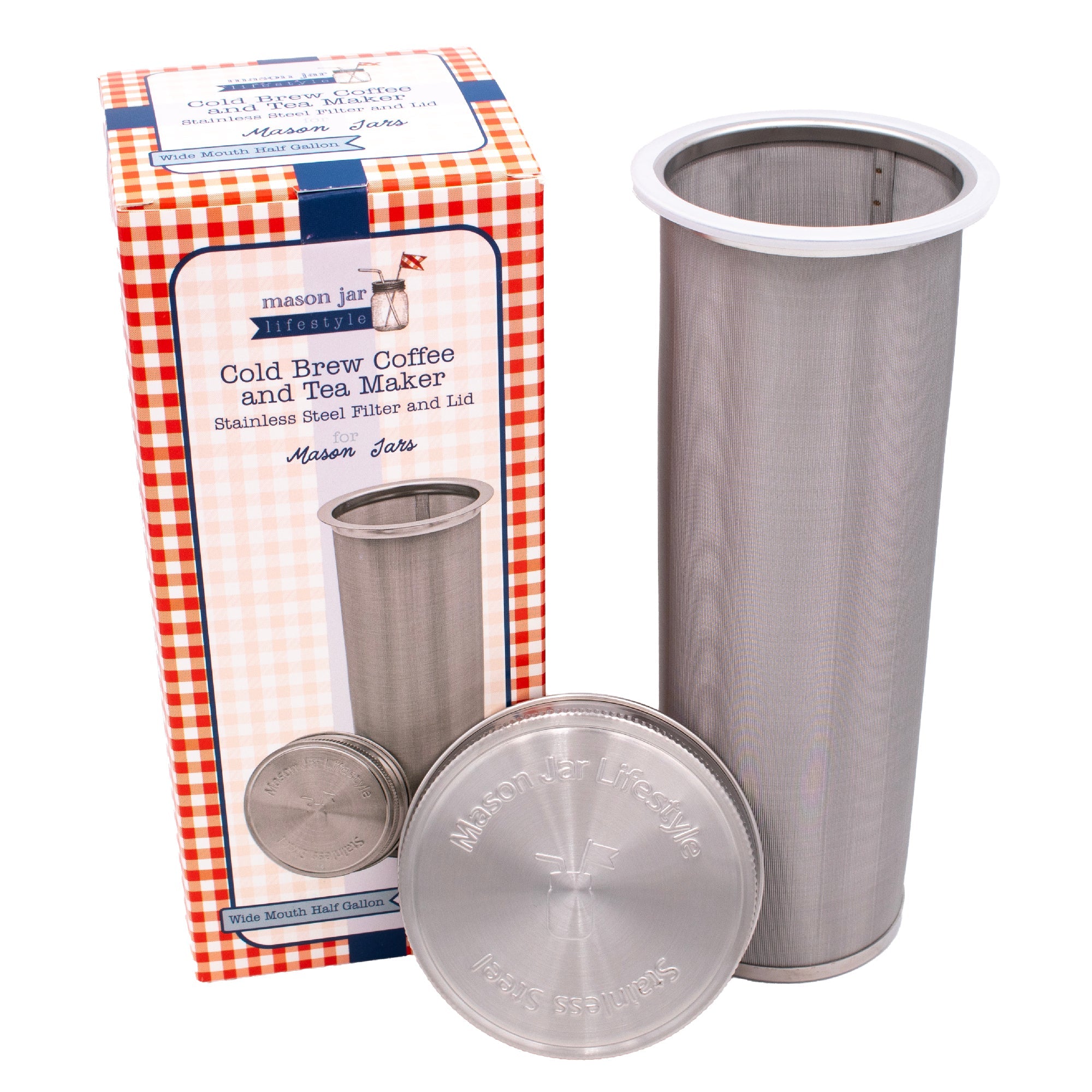 Cold Brew Coffee & Tea Maker Stainless Steel Filter With Lid for Mason Jars