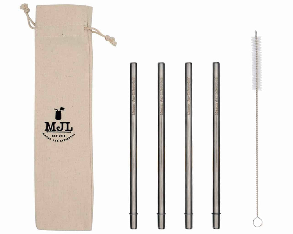 Medium 7 1/4" Safer Rounded End Stainless Steel Straw for Pint Mason Jars
