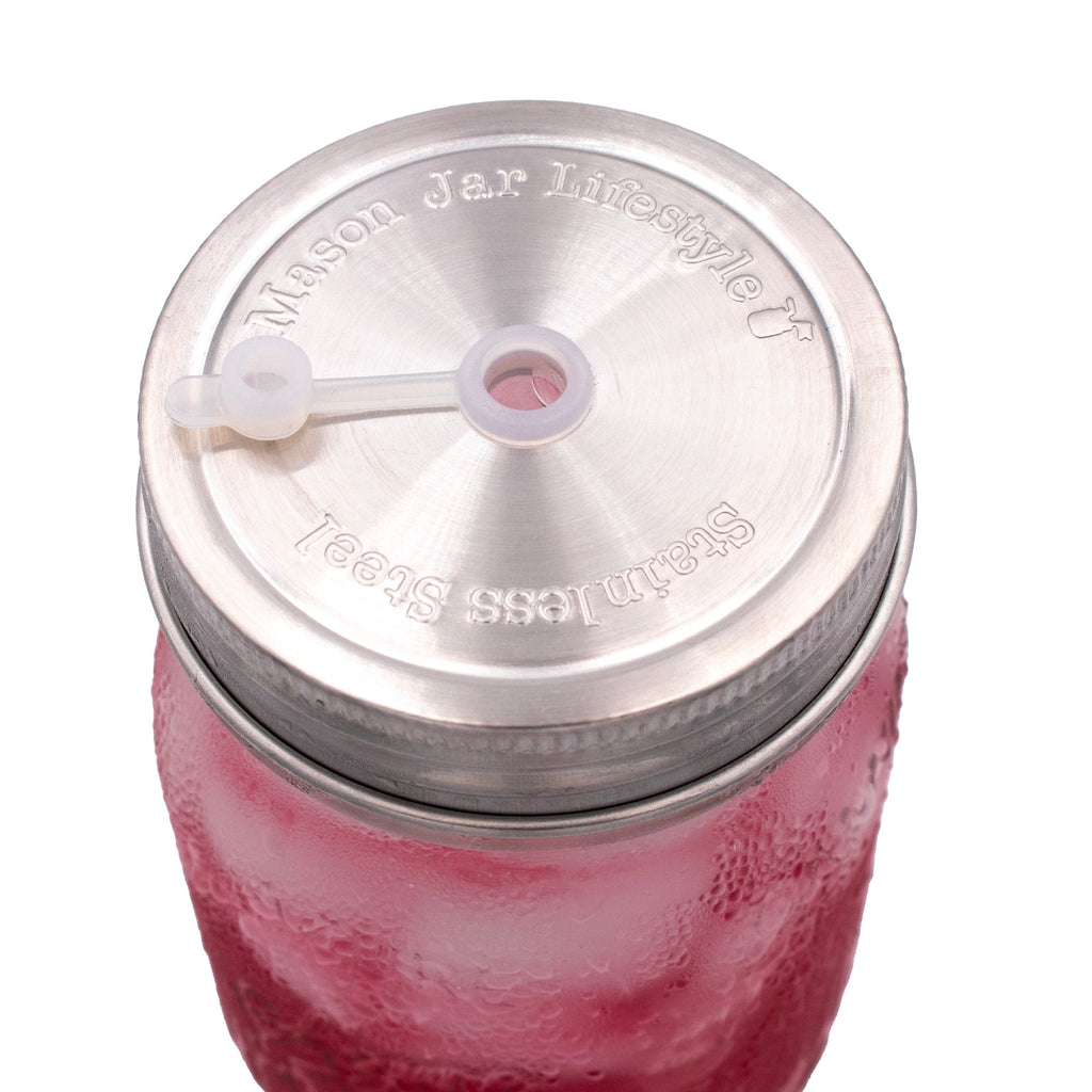 Straw Hole Tumbler Stainless Steel Lids for Mason Jars 5 Pack