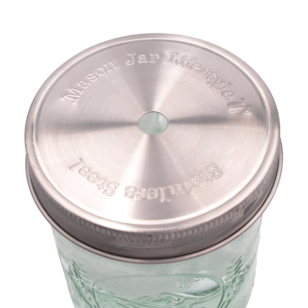 Straw Hole Tumbler Stainless Steel Lids for Mason Jars 5 Pack
