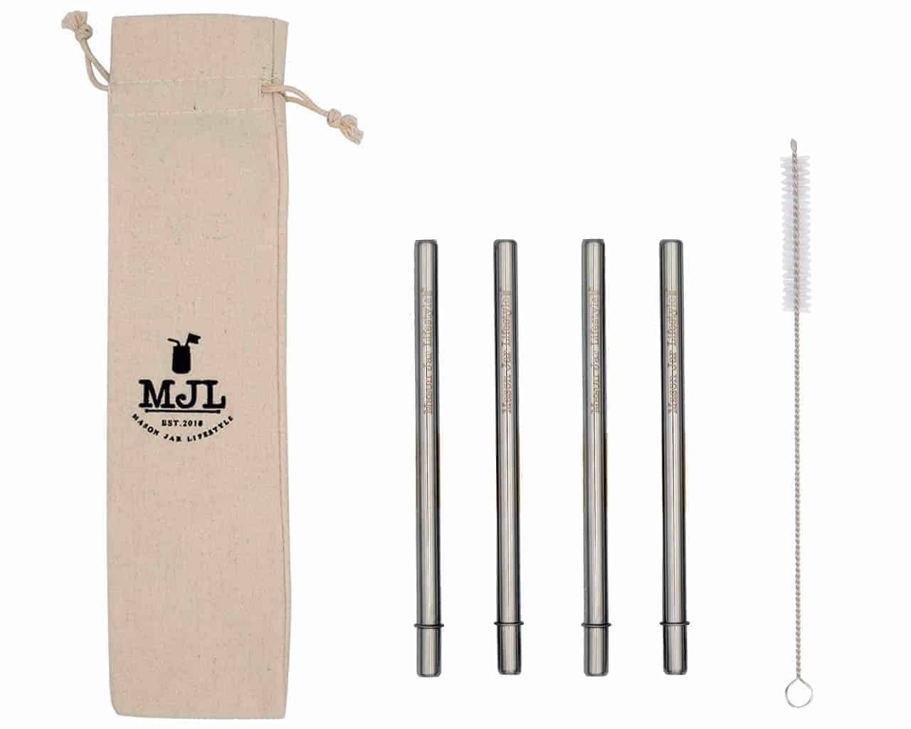 Short 5 3/4" Safer Rounded End Stainless Steel Straw for Half Pint Mason Jars