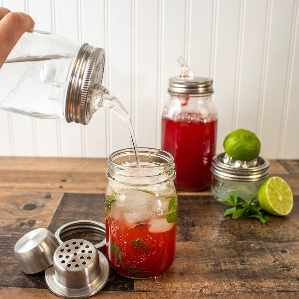 Mason Shaker Cocktail Shaker Lid with Stainless Steel Band