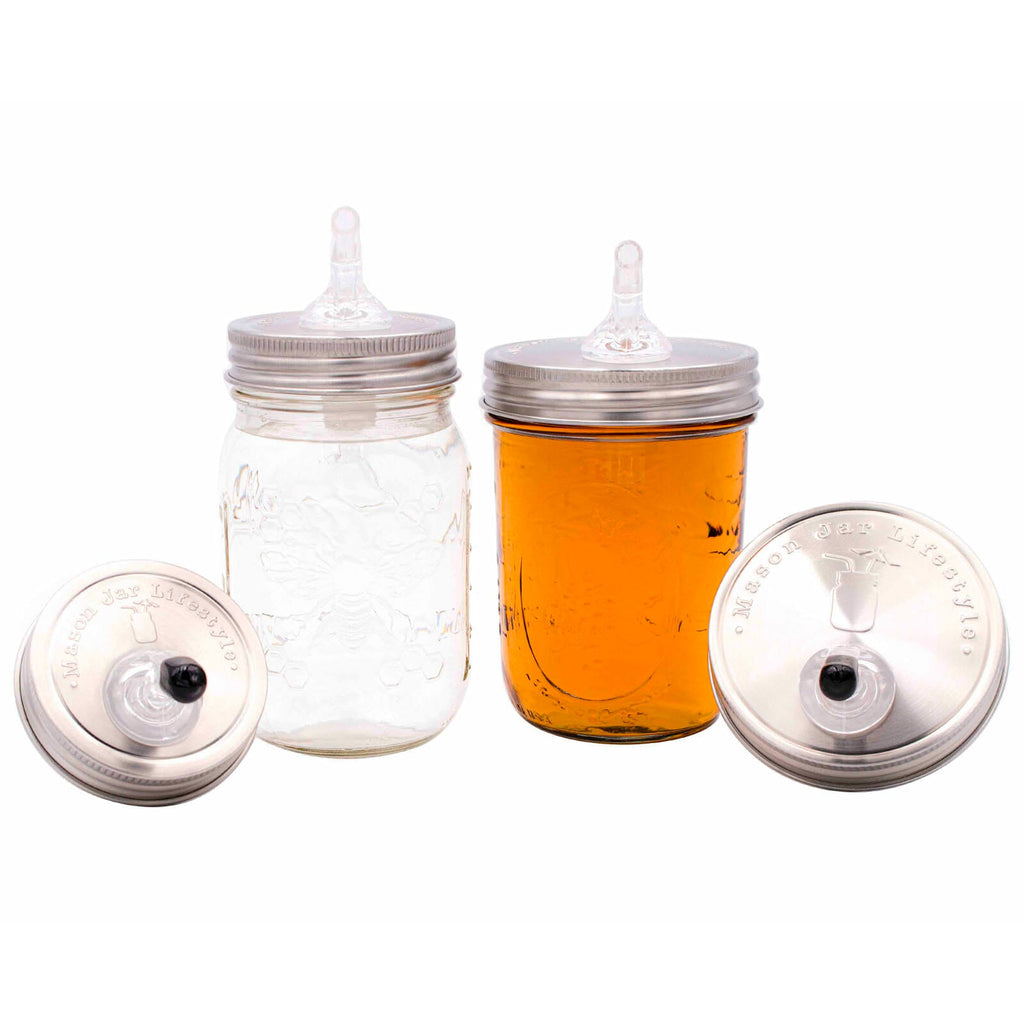 Liquor Pour Spout Stainless Steel Lid for Mason Jars