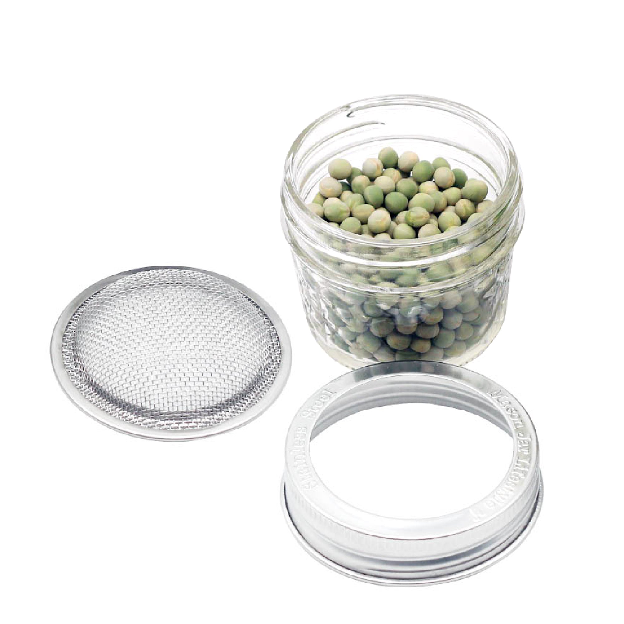 Curved Rust Proof Sprouting Lid and Band for Mason Jars