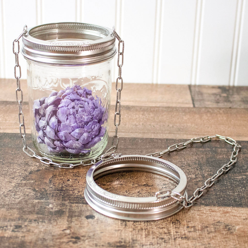 Stainless Steel Band with Chain Handle for Mason Jars 6 Pack