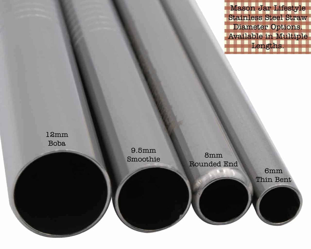 Medium 7 1/4" Safer Rounded End Stainless Steel Straw for Pint Mason Jars