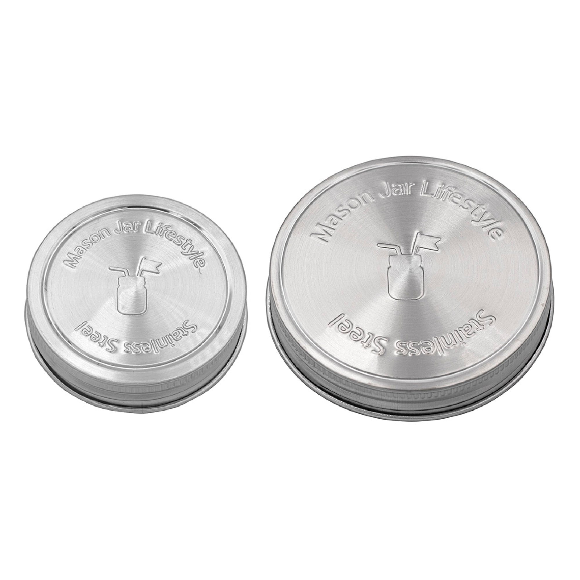 Stainless Steel Storage Lids with Leak-Proof Silicone Liners for Mason Jars 5 Pack
