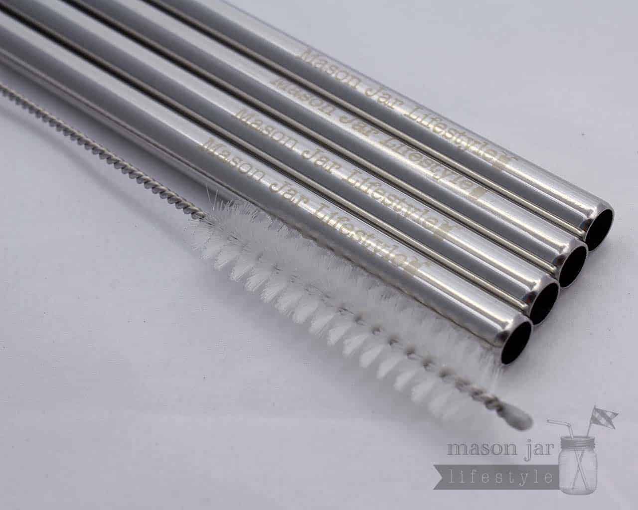 Short 5 3/4" Safer Rounded End Stainless Steel Straw for Half Pint Mason Jars