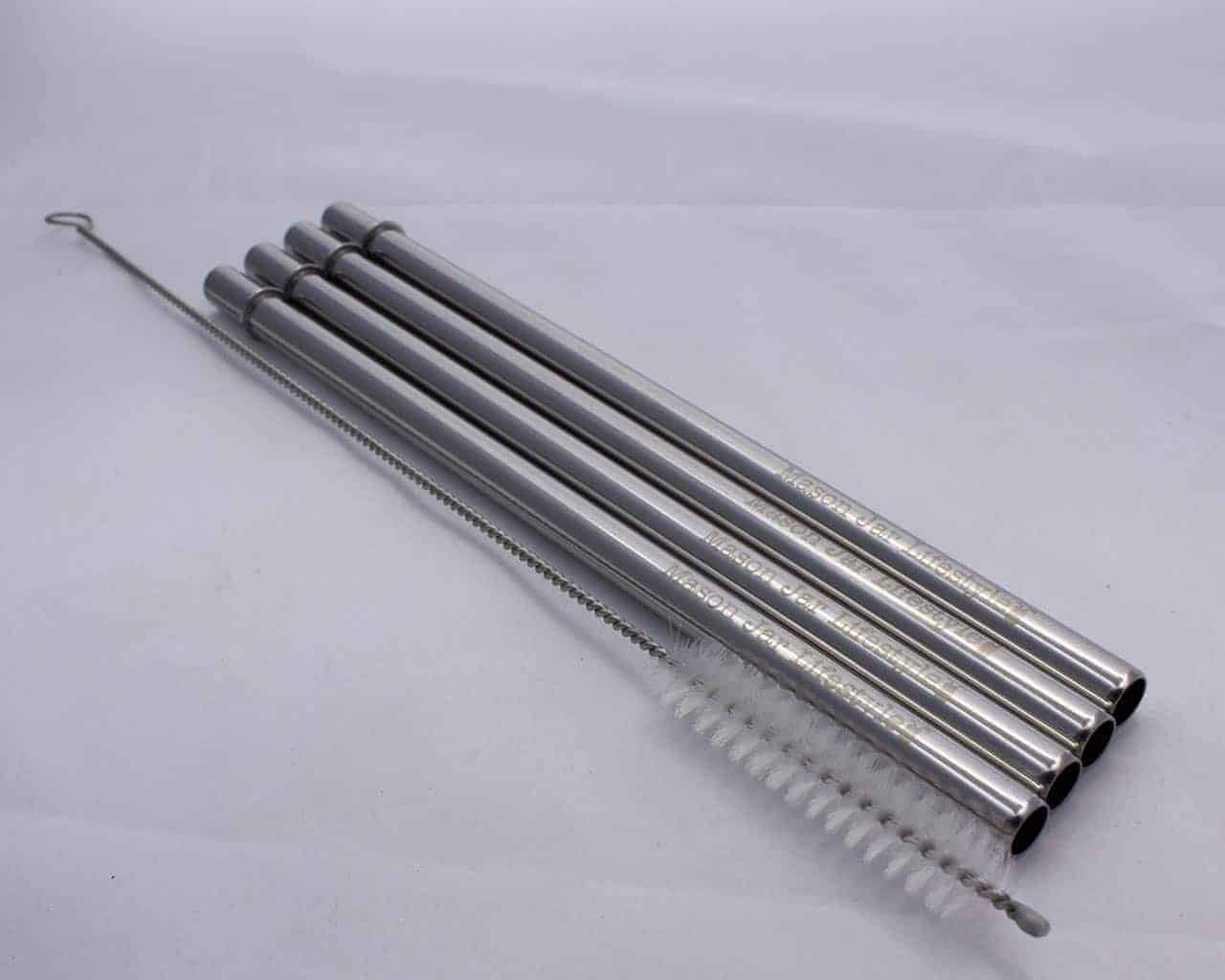 Long 9" Safer Rounded End Stainless Steel Straw for Quart Mason Jars
