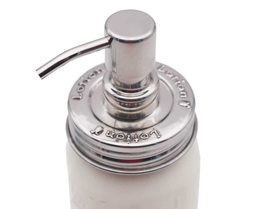 "Hand Soap," "Dish Soap," and "Lotion" Embossed Shiny Dispenser Pumps for Regular Mouth Mason Jars 3 Pack