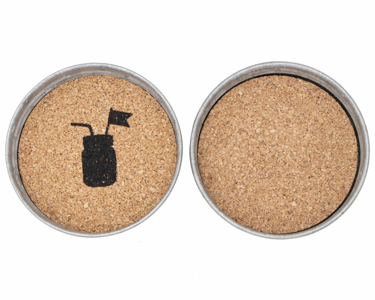 Drink Coasters - Galvanized Vintage Reproduction with Cork Inserts 4 Pack