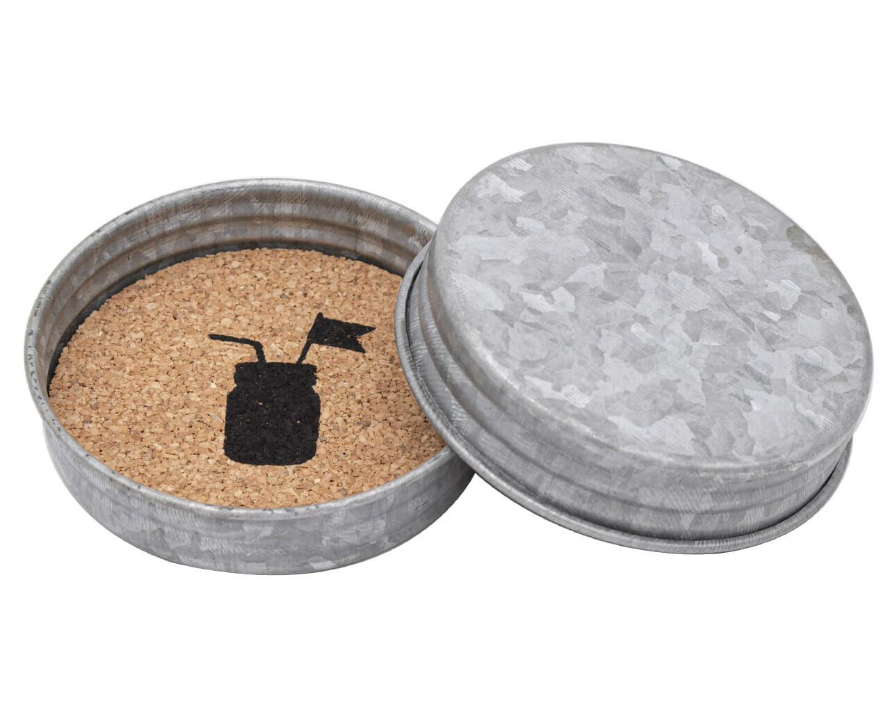Drink Coasters - Galvanized Vintage Reproduction with Cork Inserts 4 Pack
