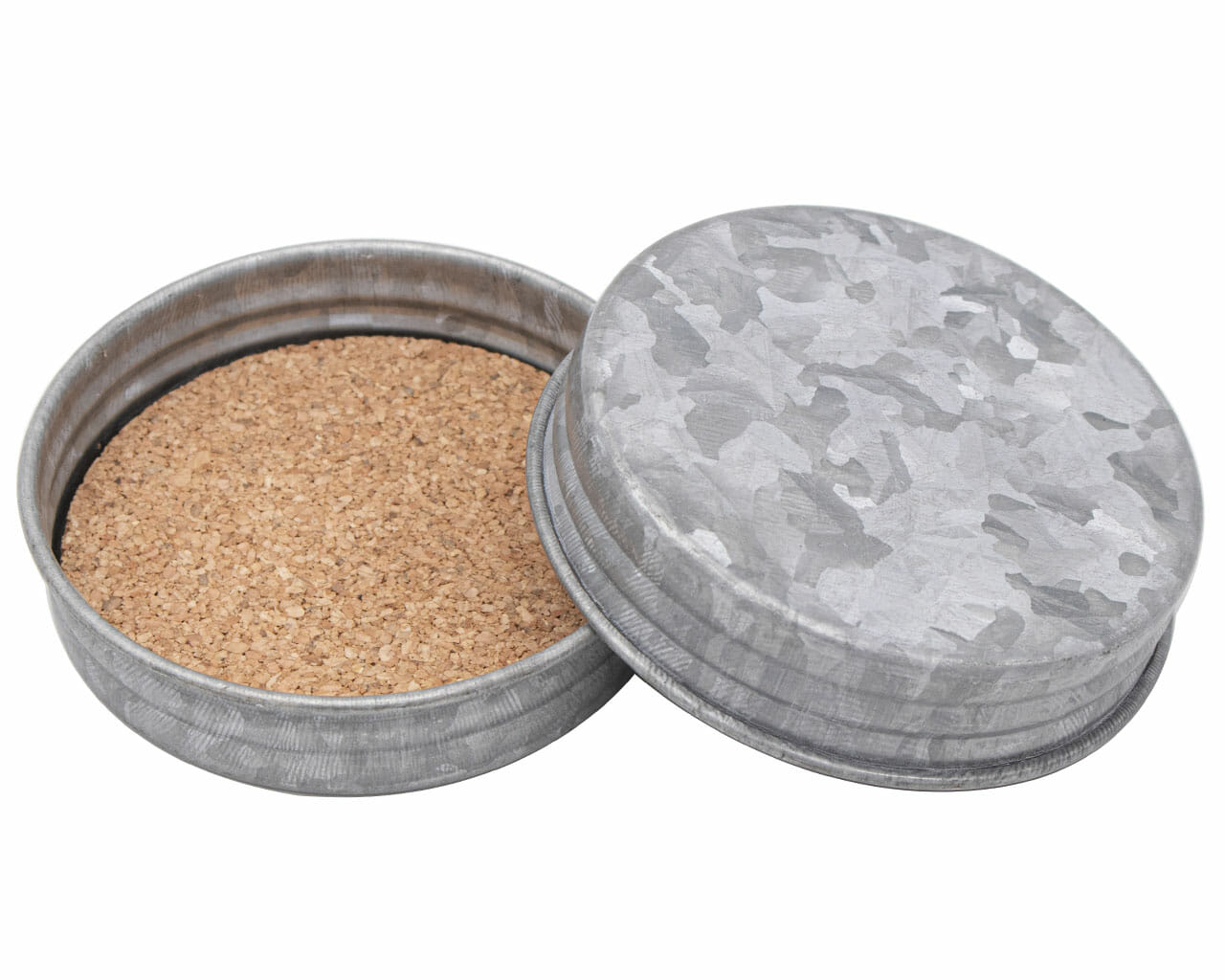 Drink Coasters - Galvanized Vintage Reproduction with Cork Inserts 4 Pack