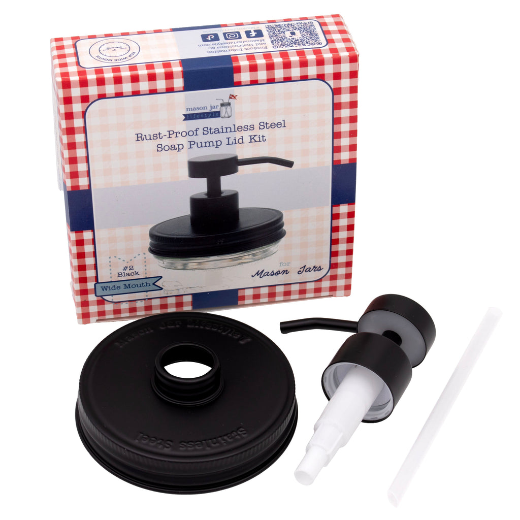 Matte Black Soap Pump Lid Kit for Mason Jars