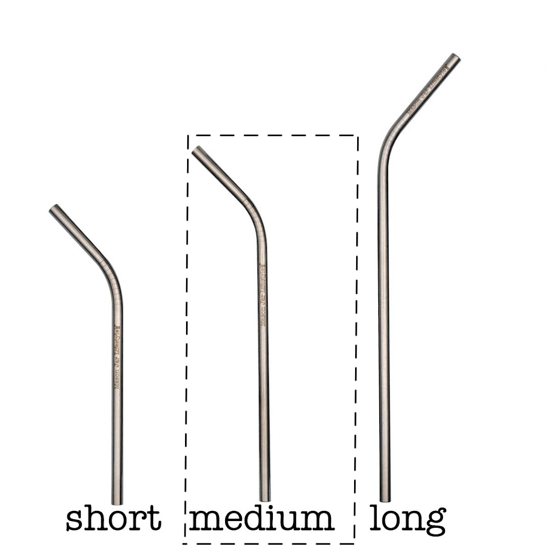 Individual Stainless Steel & Glass Straws for Mason Jars