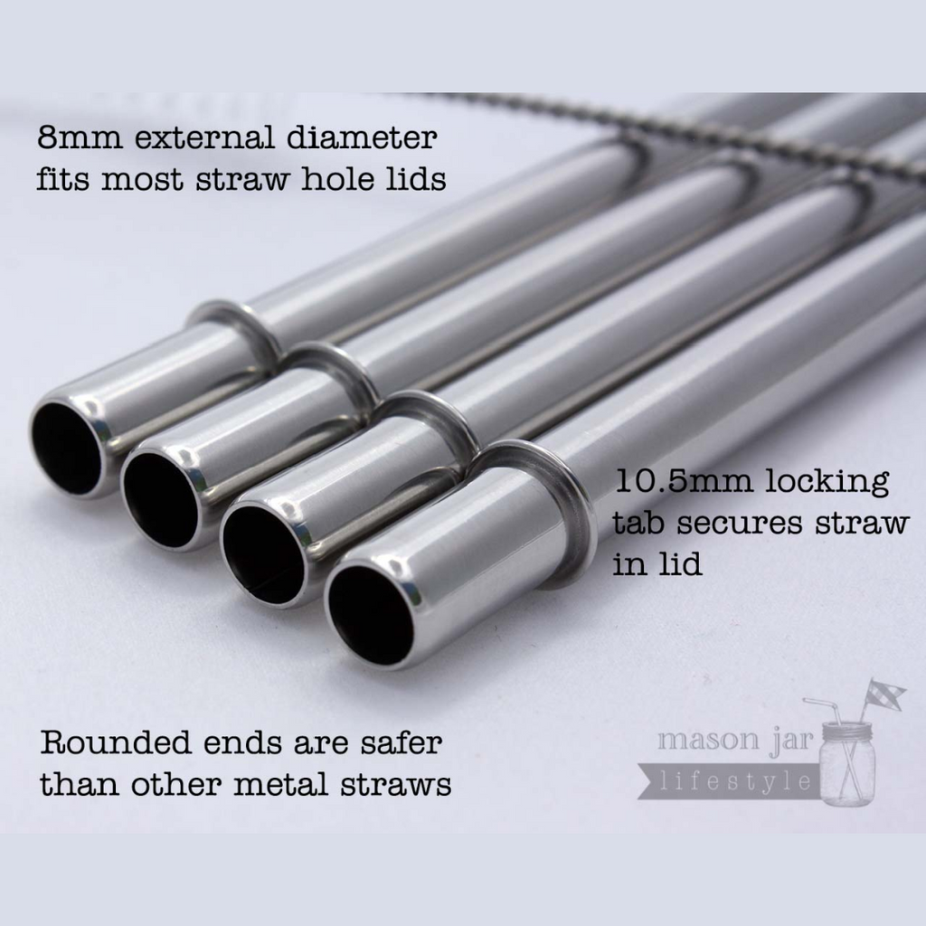 Individual Stainless Steel & Glass Straws for Mason Jars