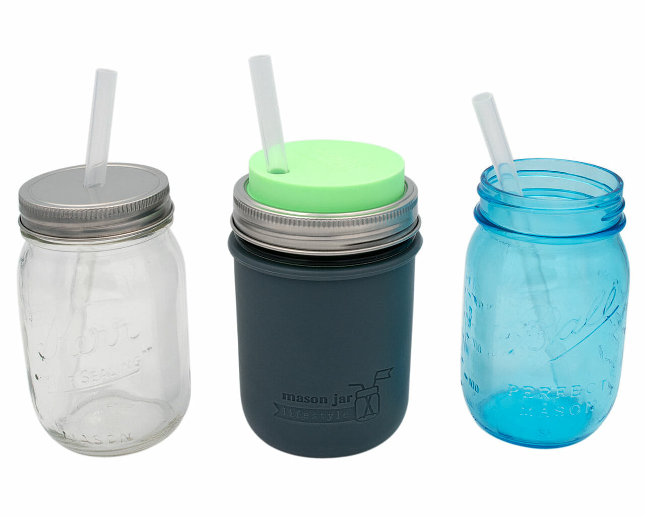 Medium 7 1/4" Silicone Reusable Straws for Pint Mason Jars 8 Pack