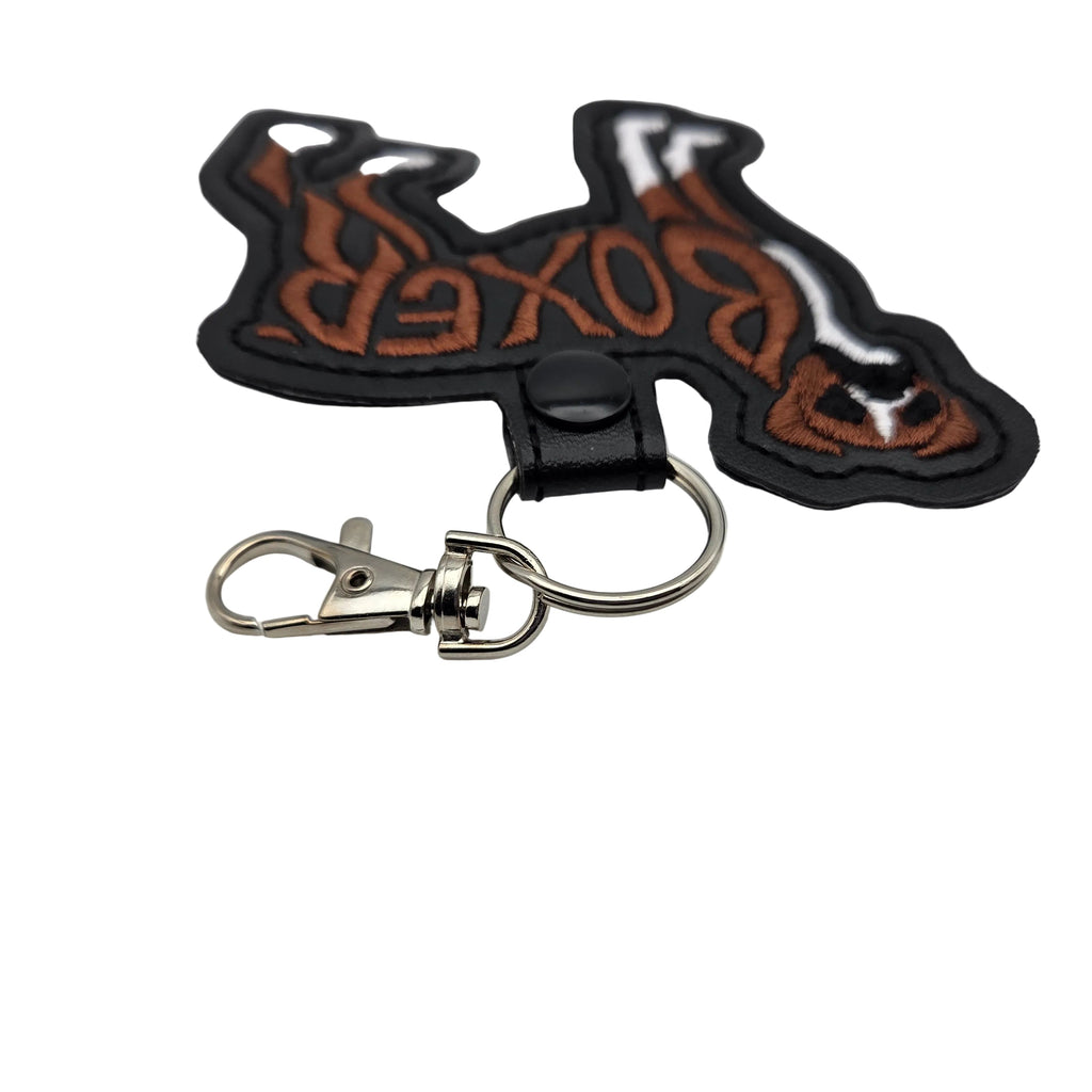 Boxer Dog Keychain Tab, Embroidered Boxer Breed Bag Tag, Faux Leather Dog Mom Gift, Boxer Key Fob, Dog Trainer Gear Accessory