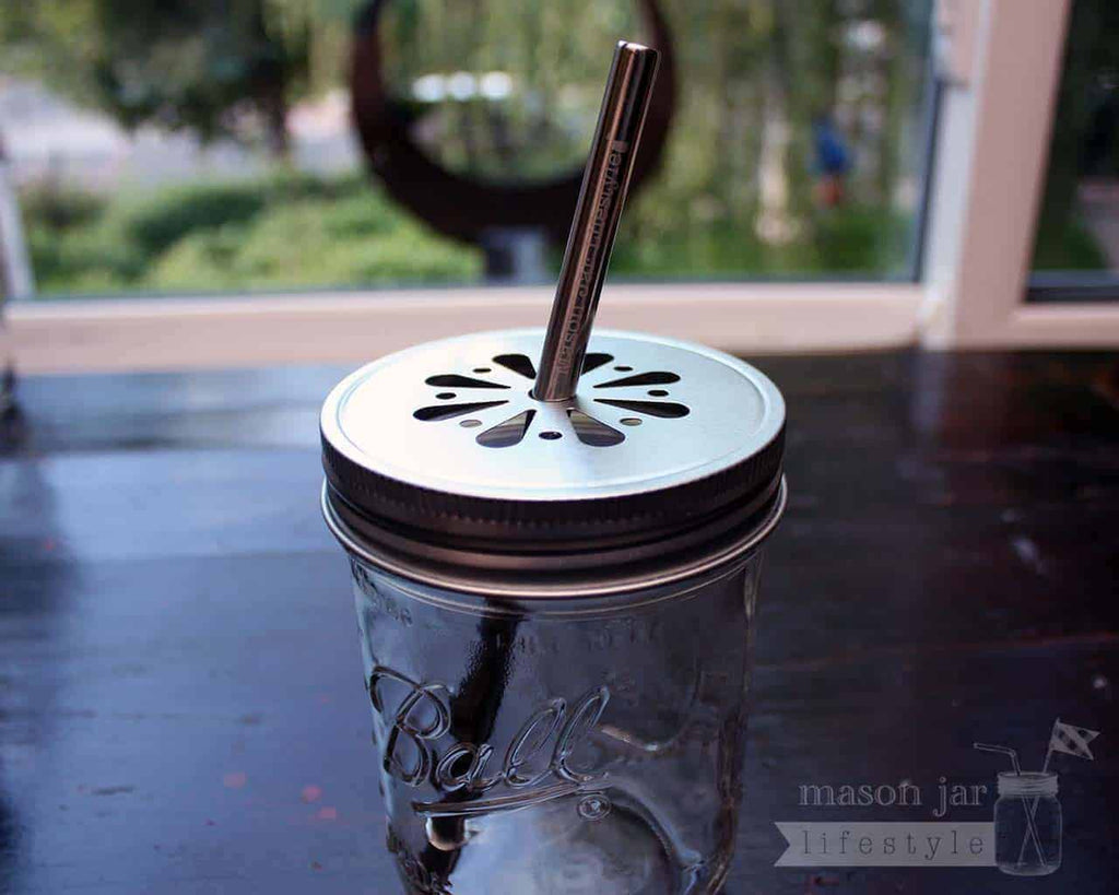 Medium 7 1/4" Safer Rounded End Stainless Steel Straw for Pint Mason Jars