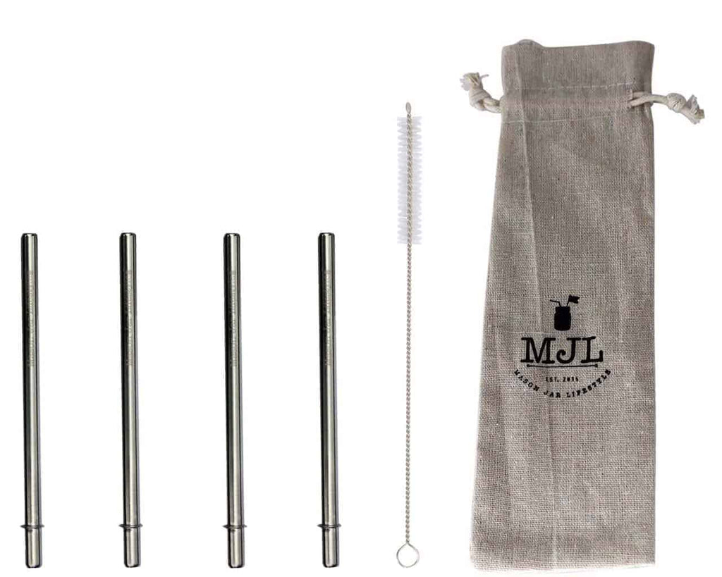 Short 5 3/4" Safer Rounded End Stainless Steel Straw for Half Pint Mason Jars