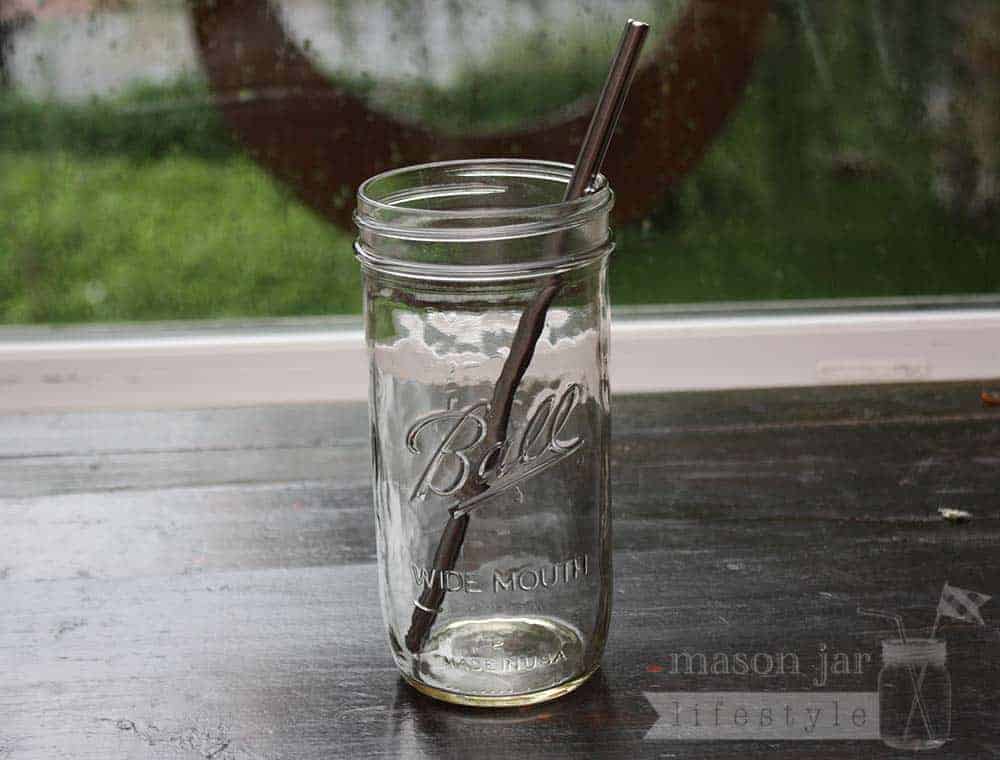 Long 9" Safer Rounded End Stainless Steel Straw for Quart Mason Jars