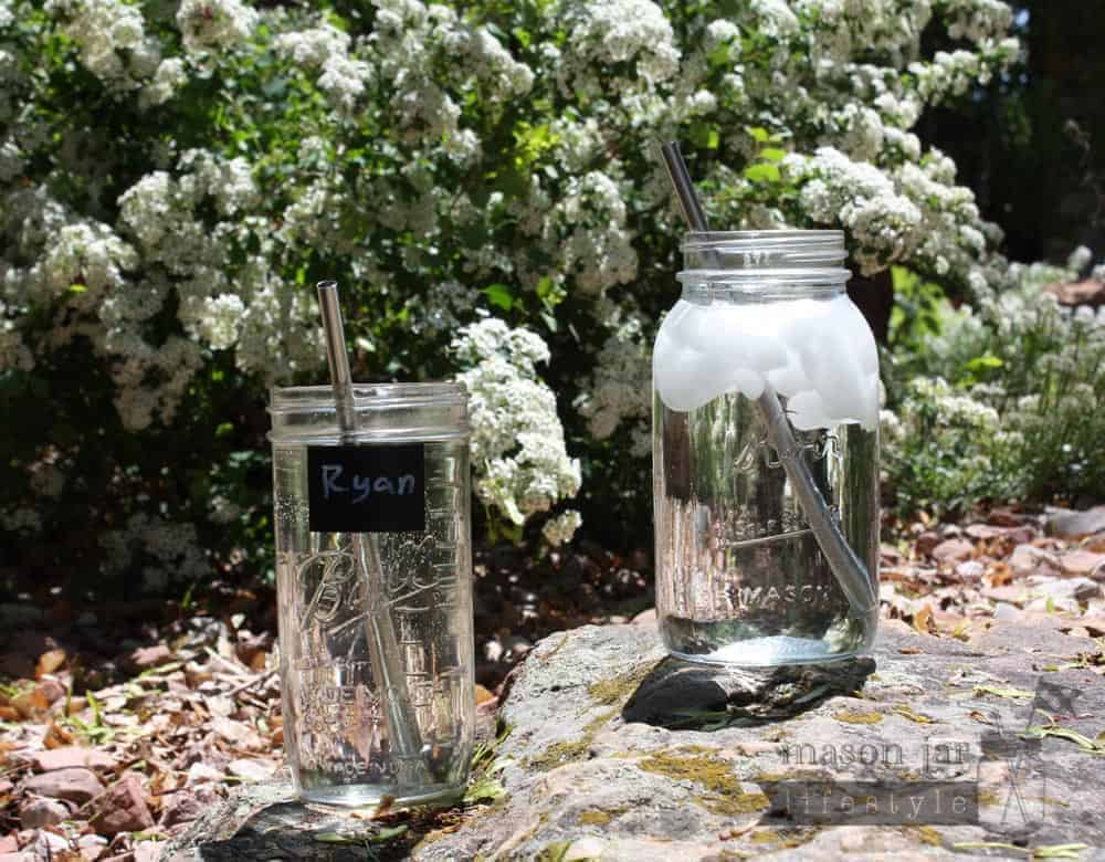 Long 9" Safer Rounded End Stainless Steel Straw for Quart Mason Jars