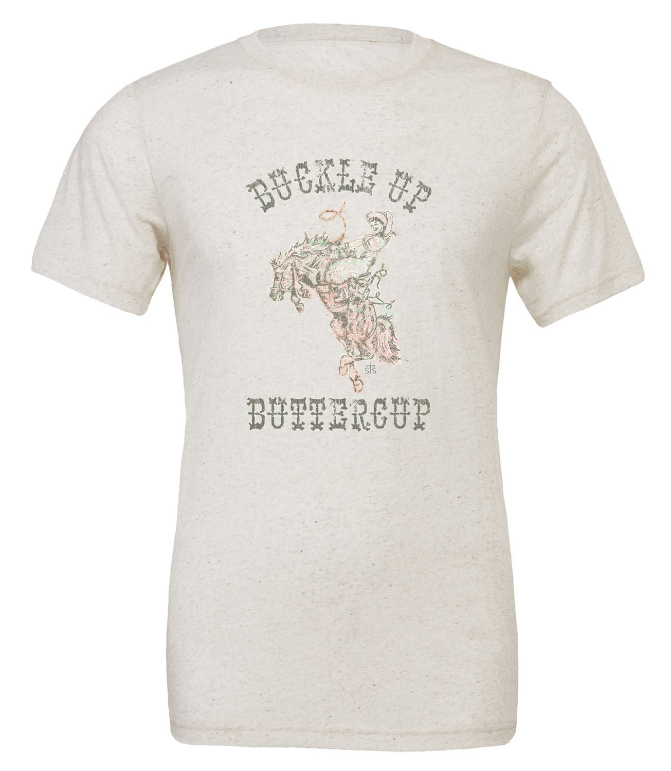 STS Buckle Up Buttercup Tee, Heather White